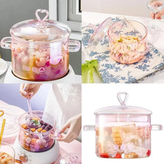 Marmite à soupe en verre esthétique, ustensiles de cuisine, degré binaural, casserole à pâtes, cuisson au Leurs oût, marmite, accessoires de cuisine, outil