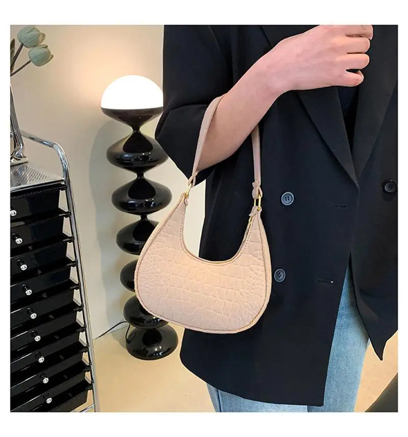 Sac à main à bandoulière Femmes Feutre Pierre Motif Sac Sous les Bras 2023 Mode Tempérament Version Coréenne Sac à main d’hiver
