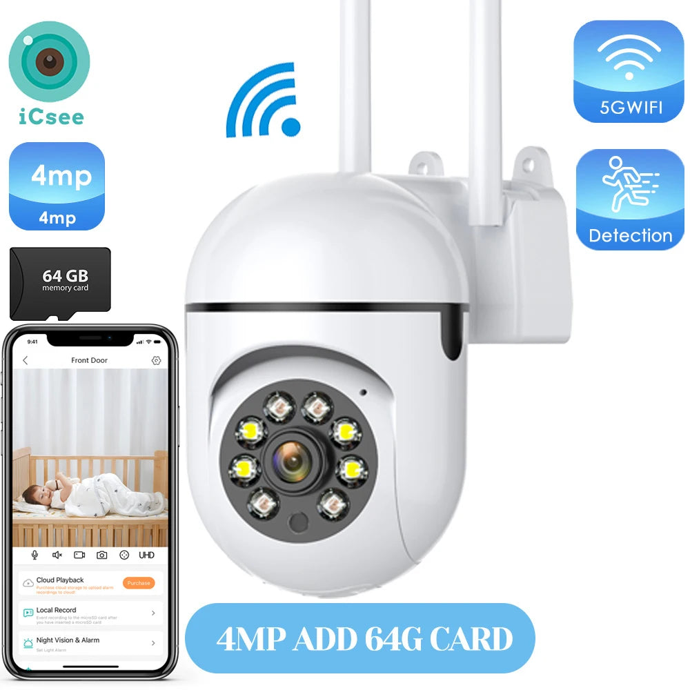 4MP extérieur Wifi caméra 2K HD sécurité PTZ IP caméra AI Auto détecter suivi bébé intérieur nuit caméra couleur Surveillance ICSee