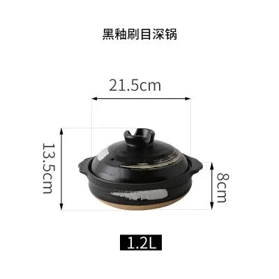 Casserole en céramique de Style japonais, petite casserole noire en argile, ustensiles de cuisine pour la maison, fournitures de cuisine, casserole à soupe, 1 pièces