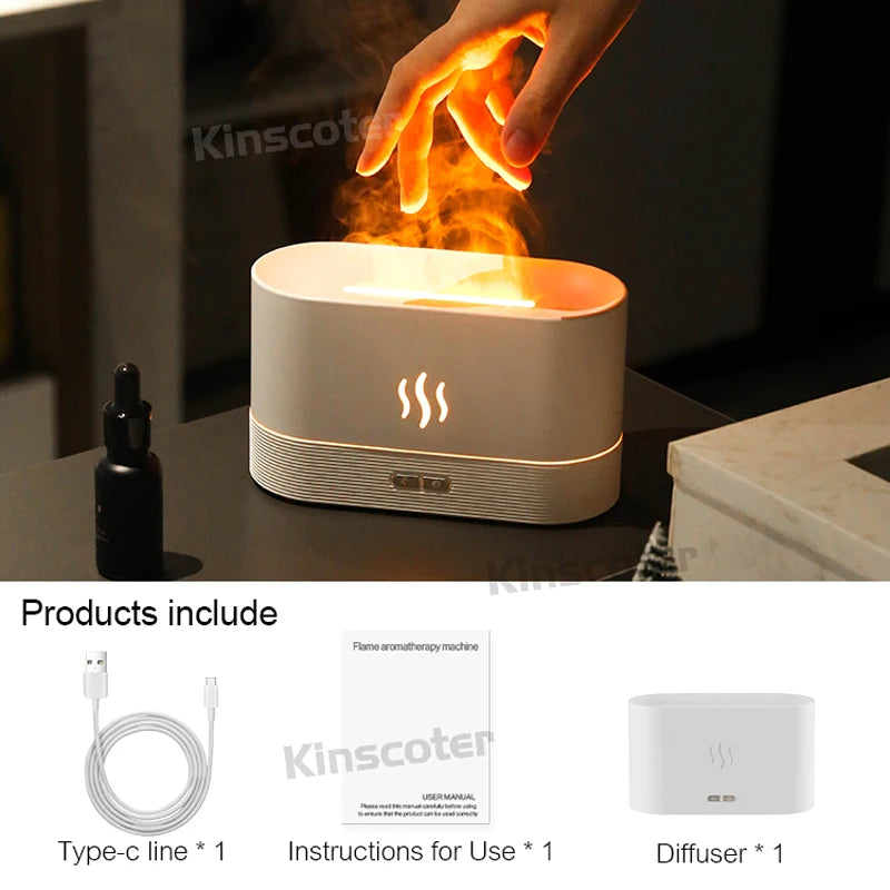 KINSCOTER – diffuseur d'arôme, humidificateur d'air ultrasonique à brume fraîche, brumisateur Led, lampe à flamme d'huile essentielle