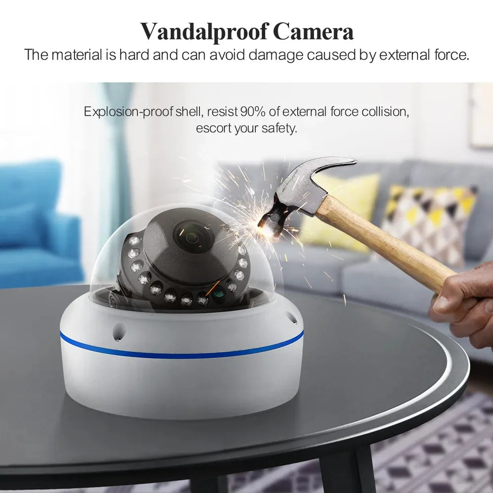 Techage-Caméra IP POE de sécurité intérieure, système de surveillance de bureau, anti-vandalisme, étanche, audio unidirectionnel, breton, 4MP, 5MP