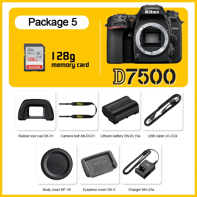 Nikon D7500 DX appareil photo reflex numérique 4K caméras vidéo professionnelles en option AF-S DX objectif NIKKOR18-140 ou 18-200 F3.5-5.6G ED VR II