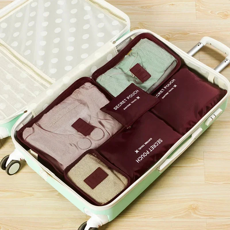 6pcs Travel Organizer Storage Bags Portable Travel Suitcases Organizer Waterproof Luggage Packing Bag Wardrobe Clothes Shoes Bag