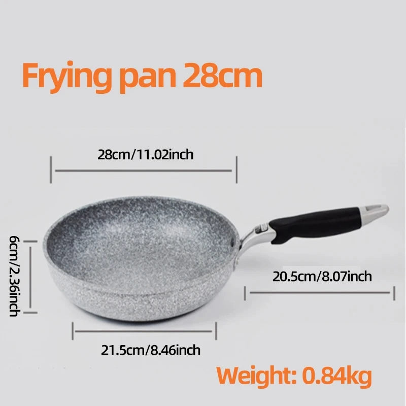 Poêle à frire antiarina en pierre durable, wok, poêle, chaudron, cuiseur à induction, casseroles, pansement, œuf, cuisinière à gaz domestique, 28 cm, 26 cm, 24 cm, 20cm