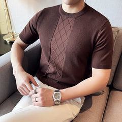 T-shirt à manches courtes et col rond pour hommes, pulls décontractés coupe couvertes, t-shirts de qualité avec tout, vêtements à la mode, 2025