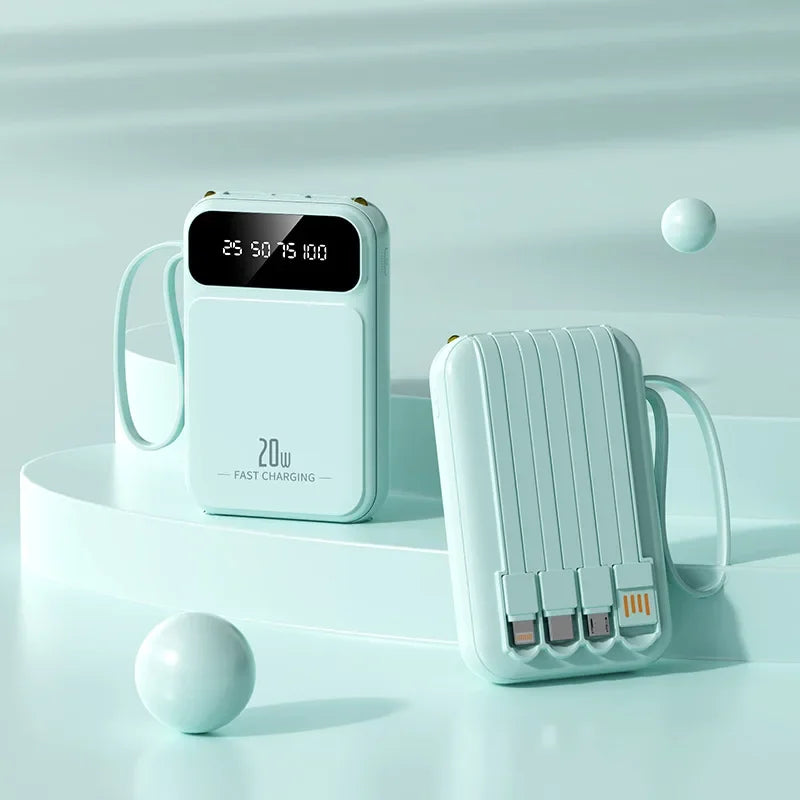 20000mAh batterie externe haute capacité 4 en 1 câble PD 20W charge rapide Powerbank chargeur de batterie Portable pour IPhone Samsung Huawei