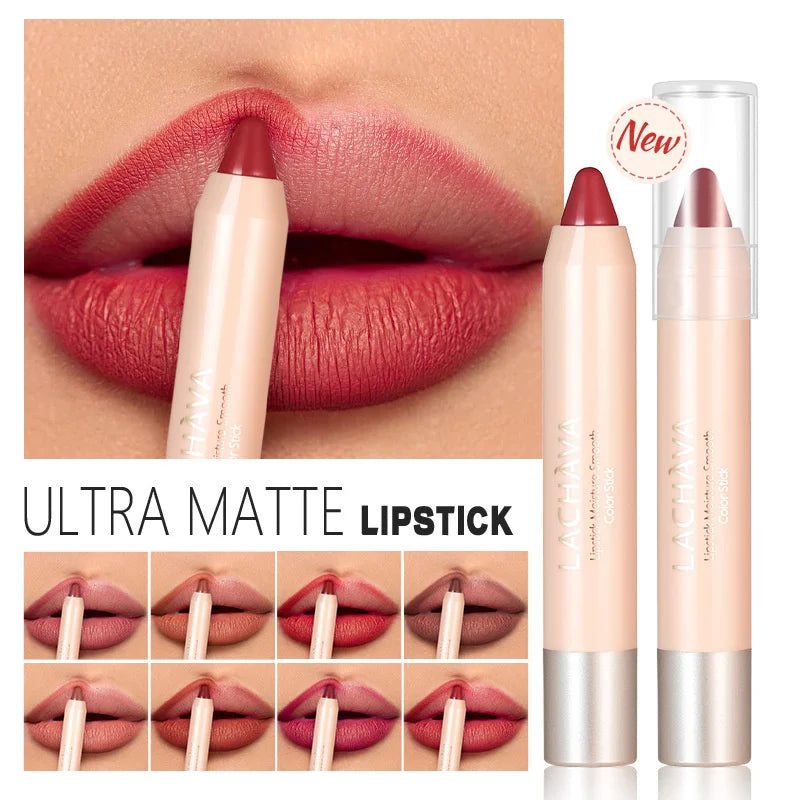8-Colors Lipstick Pencil Waterproof Sexy Red Matte Contour Tint Lipstick Lasting Non-stick Cup Lipliner Pen Lips Makeup Cosmetic