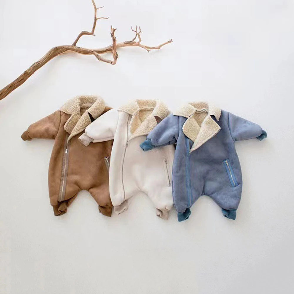 Barboteuse en polaire pour nouveau-né, fermeture éclair, pour filles, combinaison épaisse et chaude en velours, vêtements pour nourrissons garçons et tout-petits