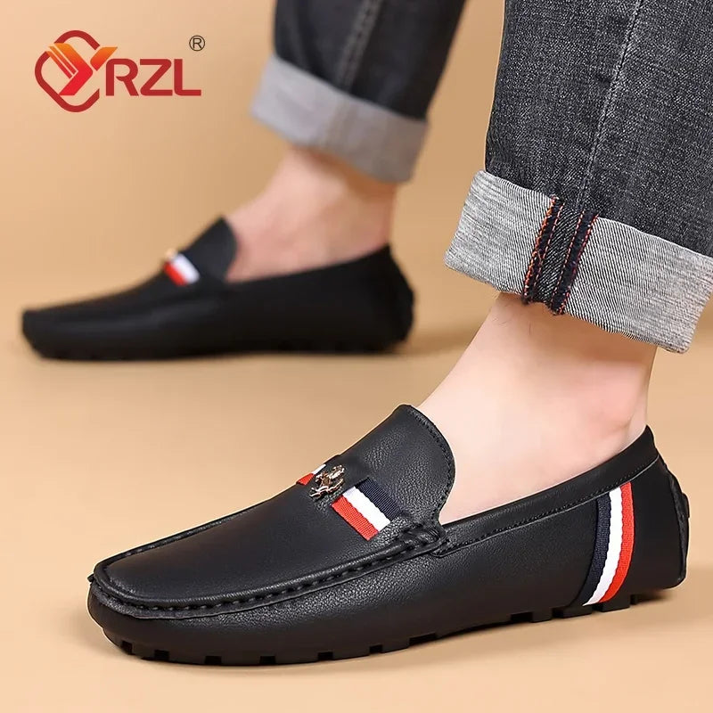 YRZL mocassins blancs hommes mocassins en cuir PU noir pour homme mocassins à enfiler décontractés hommes mocassins confortables chaussures de conduite pour hommes