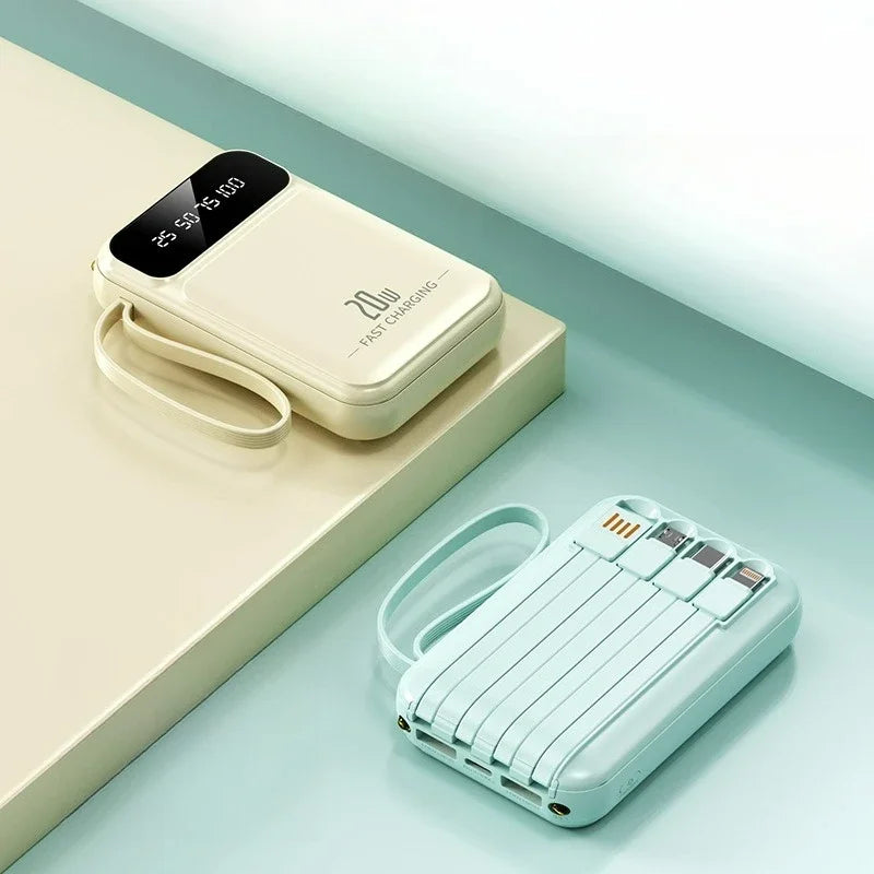 20000mAh batterie externe haute capacité 4 en 1 câble PD 20W charge rapide Powerbank chargeur de batterie Portable pour IPhone Samsung Huawei