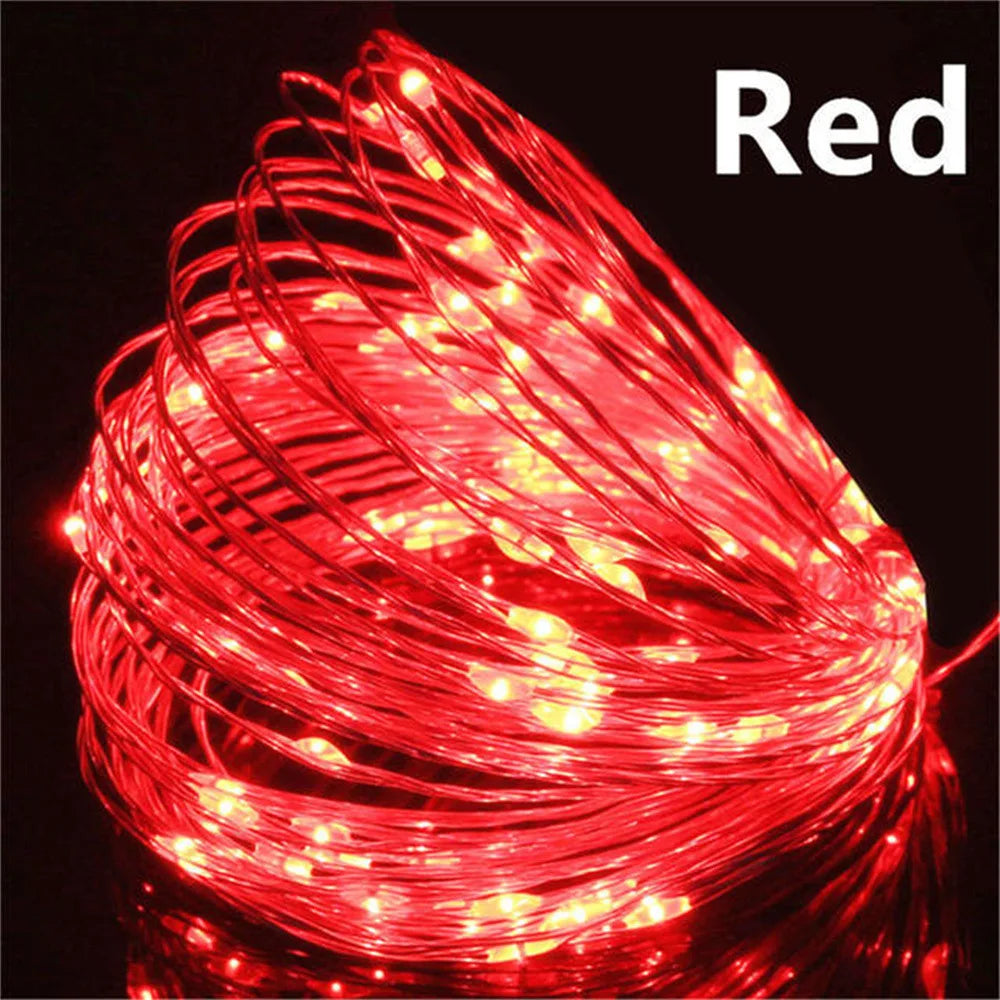 Guirlande lumineuse LED USB 10/20/30M, fil de cuivre et d'argent, guirlande lumineuse féerique étanche pour noël, décoration de fête de mariage