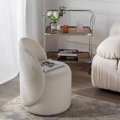 Tabouret de coiffeuse en bois massif |   Dossier rembourré souple |   Conception rotative ergonomique |   Chaise de loisirs pour chambre à coucher/maison