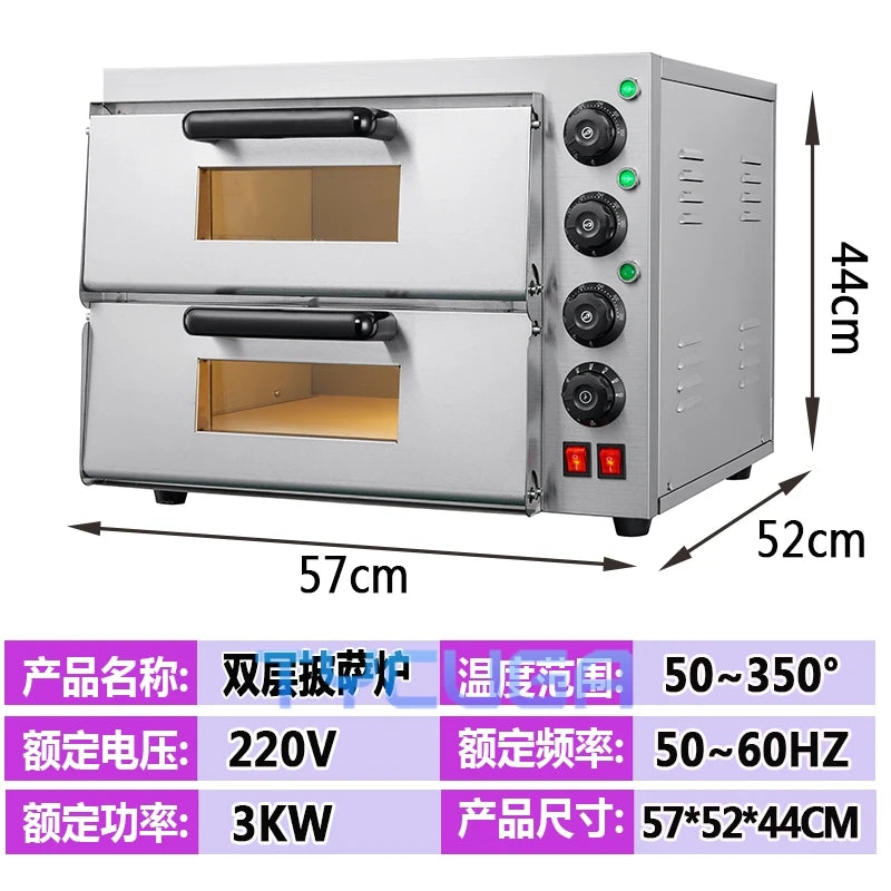 Four électrique Double couche en acier inoxydable, grand four Commercial pour la cuisson du pain/Pizza, équipement de cuisson de Pizza Commercial