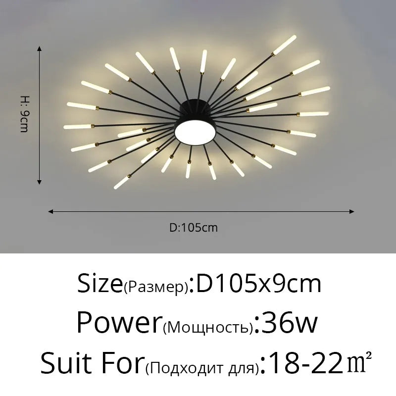 Modern LED Chandelier For Living Room Bedroom Home Roof Indoor Gold Metal Ceiling Lamp With Remote Control Lighting Lustre Decor