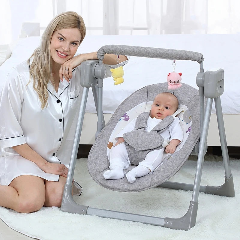 Berceau électrique intelligent avec télécommande pour bébé de 6 à 12 mois, chaise à bascule, dispositif de sommeil
