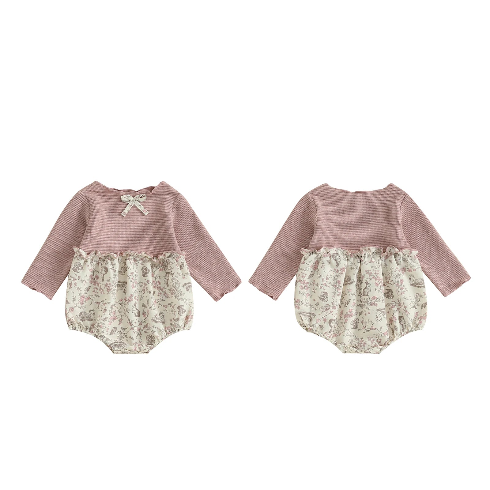 Barboteuse d'automne pour bébé fille de 0 à 18 mois, décontractée, manches longues, col rond, imprimé Floral, Patchwork, combinaison pour nouveau-né, vêtements quotidiens mignons