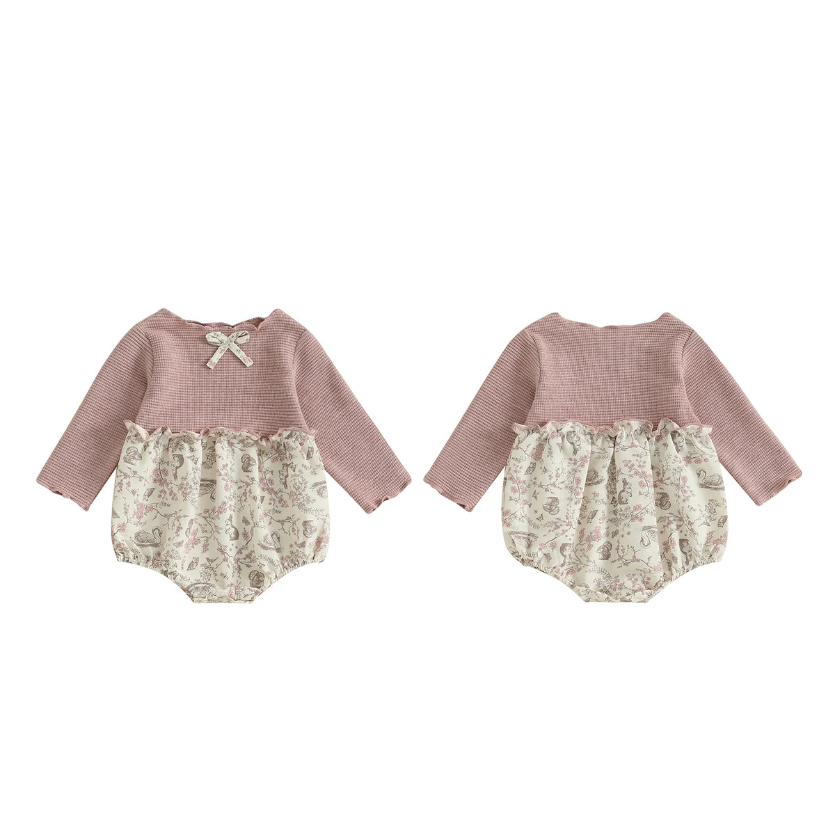 Barboteuse d'automne pour bébé fille de 0 à 18 mois, décontractée, manches longues, col rond, imprimé Floral, Patchwork, combinaison pour nouveau-né, vêtements quotidiens mignons