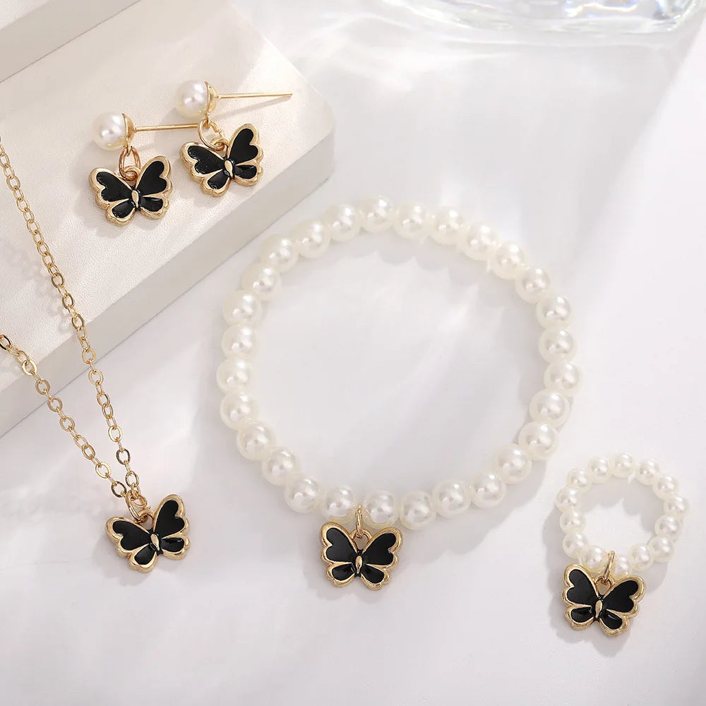 Montres papillon en perles roses pour femmes, montre-Bracelet décontractée avec strass, Simple, horloge à Quartz pour dames