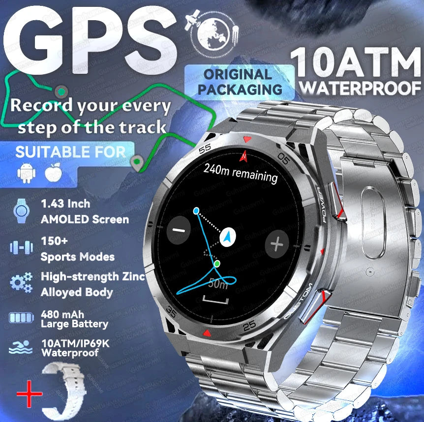 2025 nouveau pour HUAWE Original GPS SmartWatch Ultra 466*466 HD AMOLED affichage sport boussole BT appel IP69 étanche Bracelet intelligent