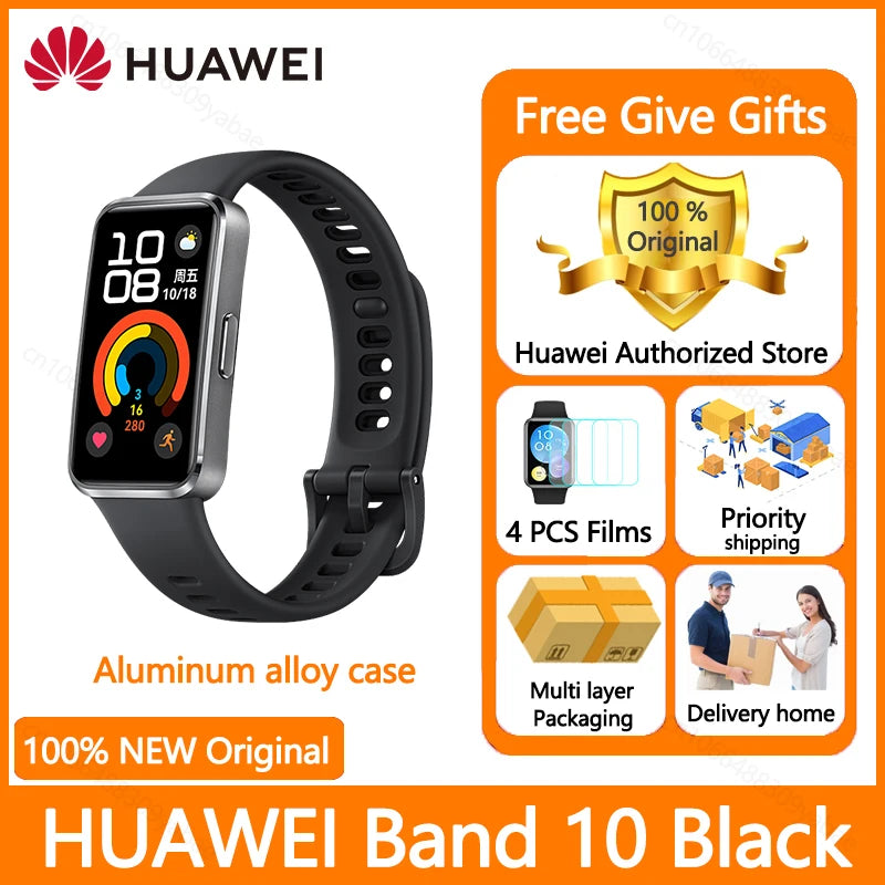 Montre connectée Huawei Band 10, originale, Compatible avec IOS et Android, suivi du sommeil, moniteur de santé, autonomie de 14 jours, nouvelle collection 2025