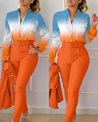 Chemise et pantalon College élégants pour femmes, olympiques décontractés, haut audipant, manches longues, mode printemps et automne, 2023, 2 pièces