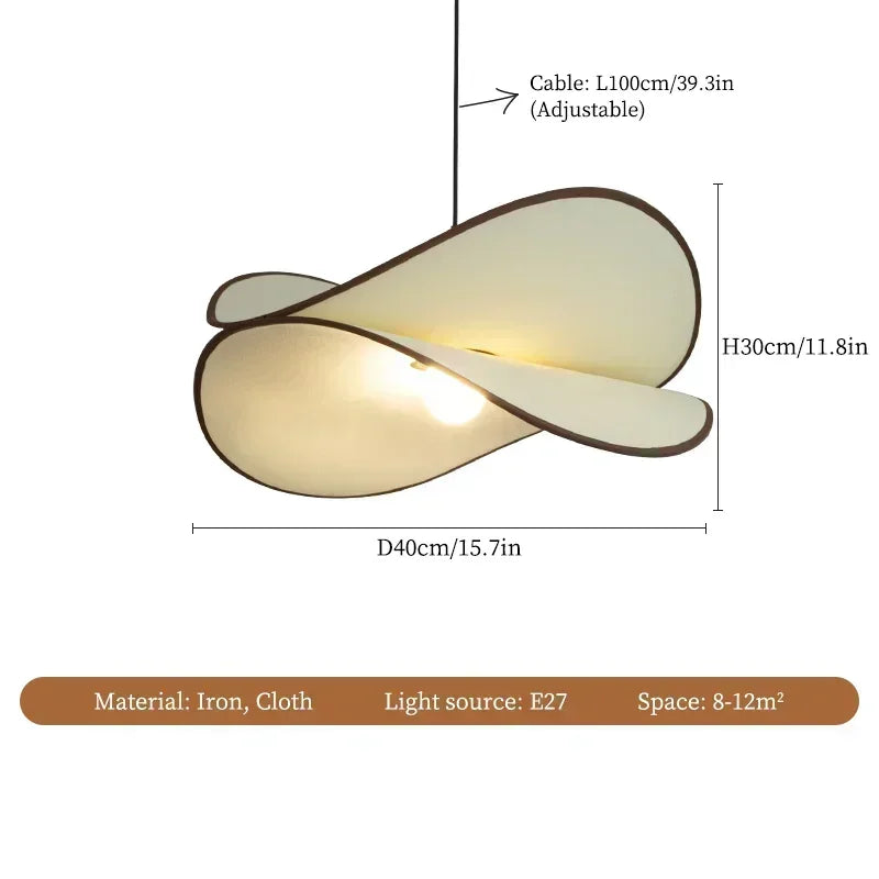 COCO Salon nordique lustres Lustre moderne décor à la maison crème vent tissu lampe à LED Salon salle à manger chambre pendentif lumières