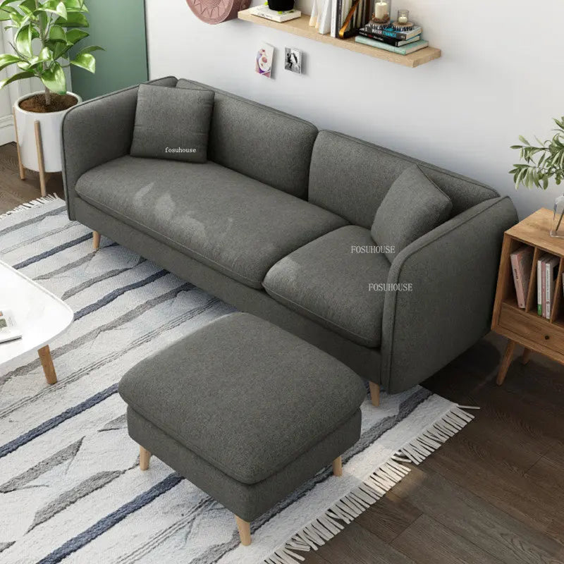 Nordic Fabric Living Room Sofas Modern Bedroom Furniture Small Apartment Sofa Home Creative Rental Room Single Double Seat Sofa