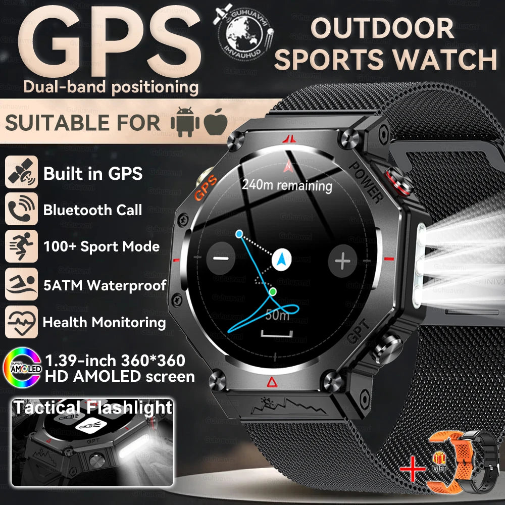 Nouveau t-rex 3 Ultra extérieur GPS montre intelligente 5TM étanche intégré double bande GNSS altimètre sport natation hommes montres intelligentes militaires