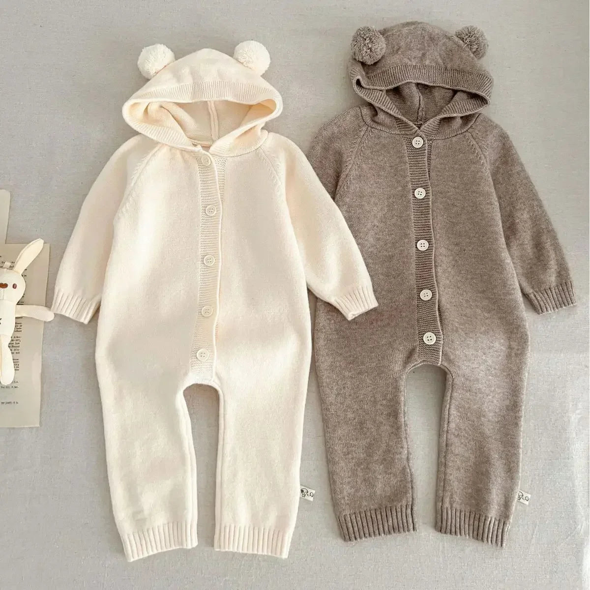 Combinaison mignonne avec petites oreilles d'ours pour bébé, vêtements une pièce pour garçon, vêtements d'escalade, automne, 7623