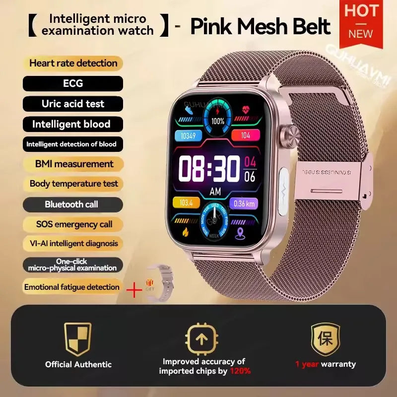 2025New moniteur de santé montre intelligente femmes analyse ECG pression artérielle piste Menstruelle appel BT 1.39 pouces écran Smartwatch dames