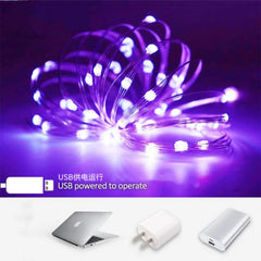 Guirxiété lumineuse LED USB étanche, fil de cuivre et d'argent, lumières dégradées pour Noël, décoration de fête de mariage, 1m, 10m, 20m