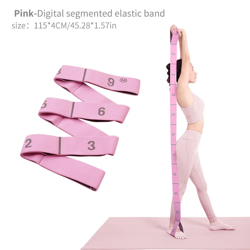 Sangle d'étirement élastique de yoga avec boucles, sangle extensible pour ballet, jambe, corps, bande extensible pour yoga, danse, Pilates, gymnastique