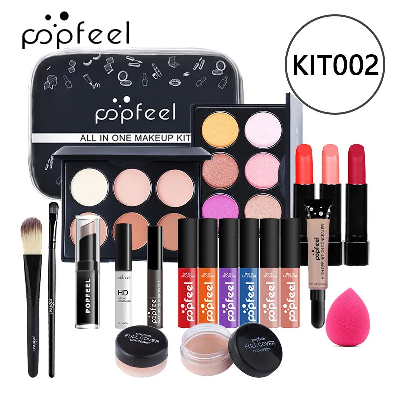 POPFEEL maquillage Kit complet femme maquillage ensemble ombre à paupières fard à paupières Palette brillant à lèvres Mascara Eyeliner pinceaux sac maquillage pour les femmes