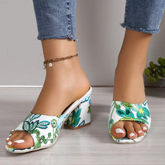Pantoufles d'Été à Talons Épais pour Femme, Chaussures de Haute Qualité, Parka Ouverte, Décontractées, Grande Taille