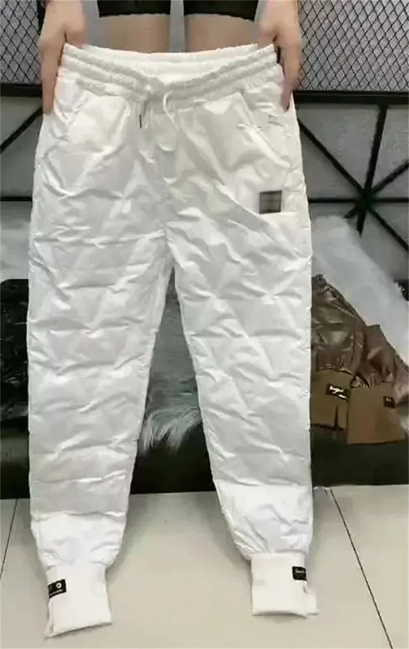 Pantalon crayon surdimensionné en coton pour femme, chaud, mode coréenne, Slim et épais, décontracté, taille haute, noir, 4XL, hiver