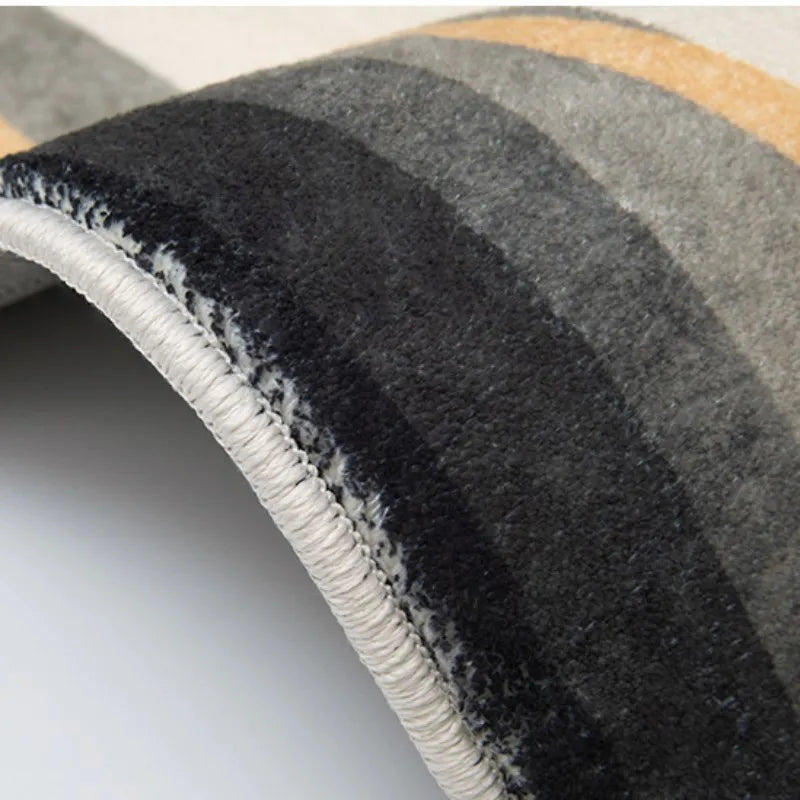 Tapis de luxe léger pour salon, en forme irrégulière, en peluche, polymères de sol, nordique, décor de chambre à coucher, rayé, épais, non ald lea