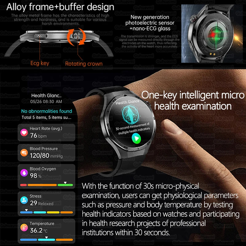 2025 nouveau pour HUAWEI montres de santé lipides sanguins acide uricique pression artérielle analyse du corps montre intelligente ECG + PPG horloge Smartwatch hommes