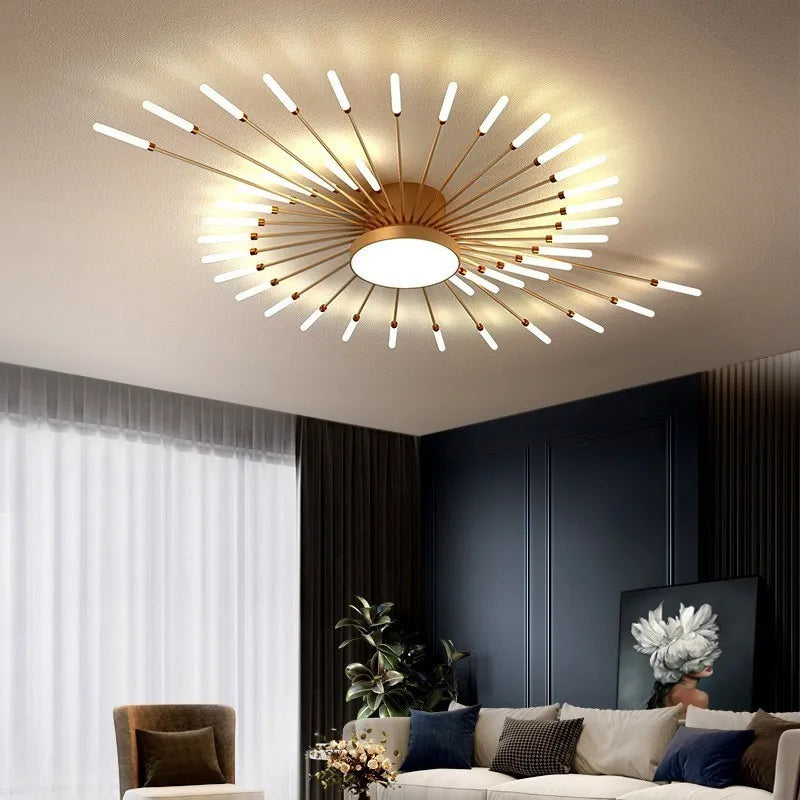 Modern LED Chandelier For Living Room Bedroom Home Roof Indoor Gold Metal Ceiling Lamp With Remote Control Lighting Lustre Decor