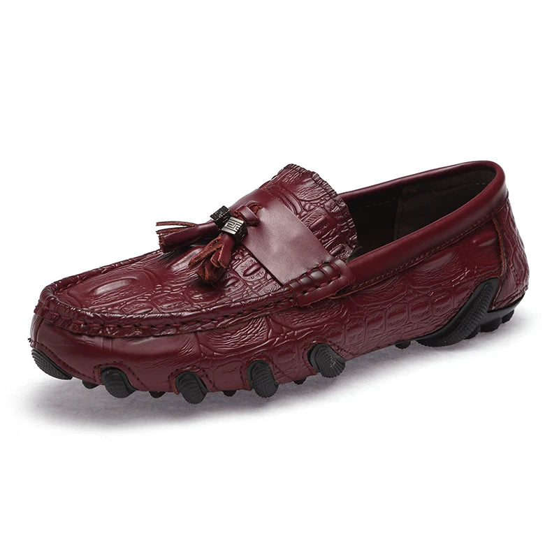 Hommes en cuir véritable chaussures d'affaires motif Crocodile mocassins mode mocassins mâle conduite appartements confortable sans lacet homme chaussures décontractées