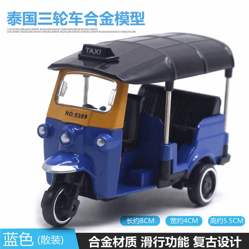 Mignon moulé sous pression en alliage métal voiture Bus moteur Tricycle moto Taxi modèle jouet enfants cadeau d'anniversaire