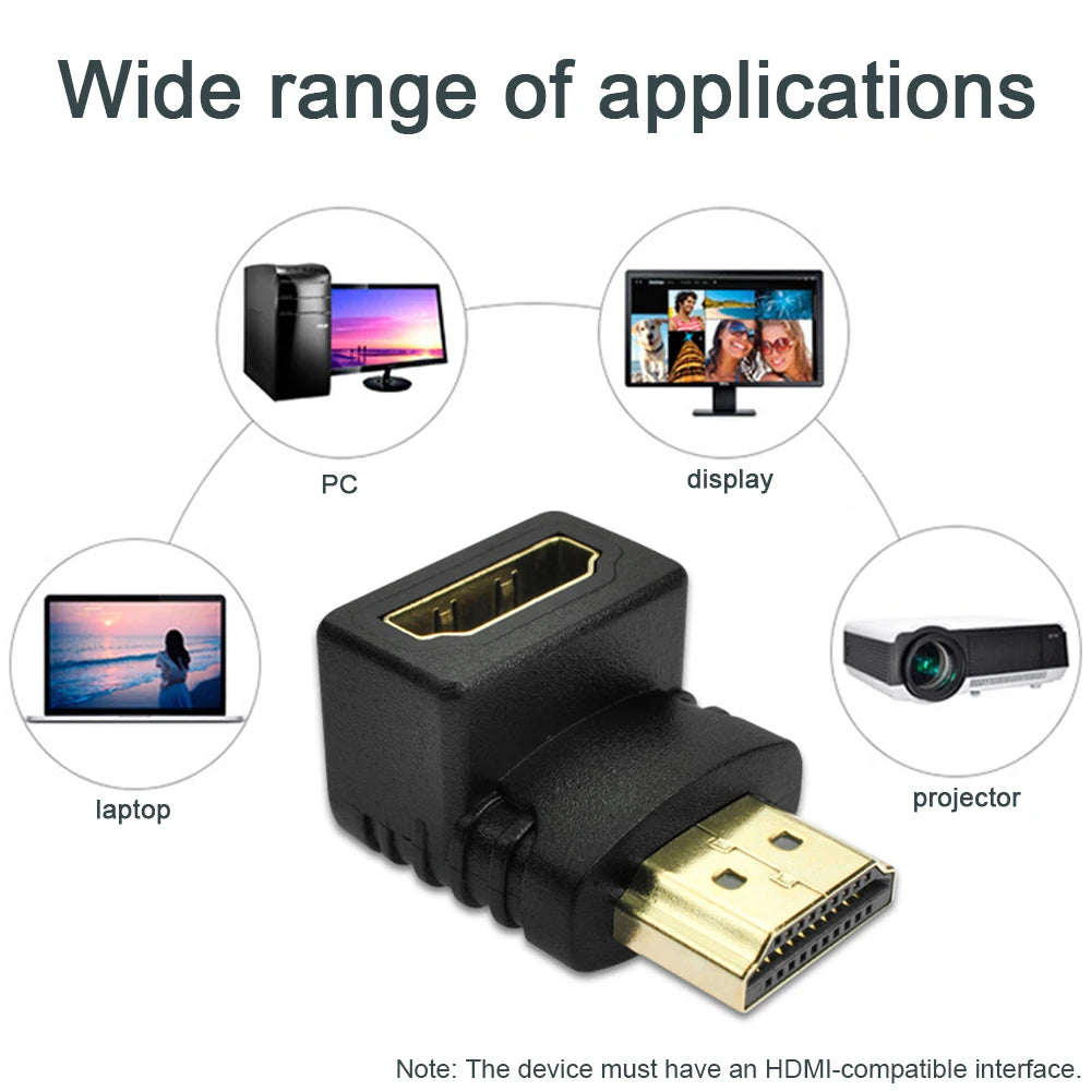 Adaptateur Compatible HDMI, convertisseur mâle à femelle à Angle droit de 90 à 270 degrés, connecteur HD 4K, prolongateur Mini/Micro Compatible HDMI
