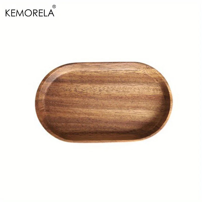 KEMORELA 1 pièces vaisselle assiette à Dessert ronde en bois massif plateau en bois de style japonais assiette à collation assiette de fruits secs assiette en bois