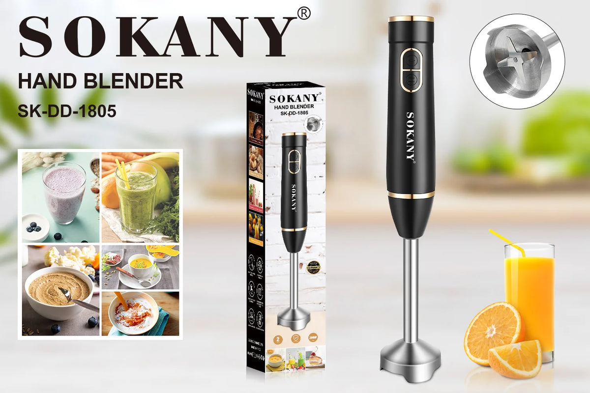 Mélangeur à immersion domestique portatif, mélangeur à main polyvalent 300 W, mélangeur à 2 vitesses, noir/blanc