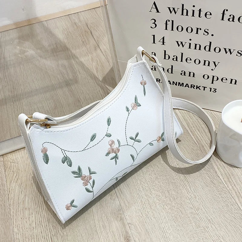 Sac à main en cuir PU souple pour femmes, petit fourre-tout pour filles, sacs sous les bras, sac à main de voyage de plage, dentelle florale, été initié