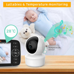 Moniteur vidéo pour bébé de 5 pouces avec caméra, zoom 4X, surveillance de la température, audio bidirectionnel, baby-sitter électronique, berceuse intégrée, SM50