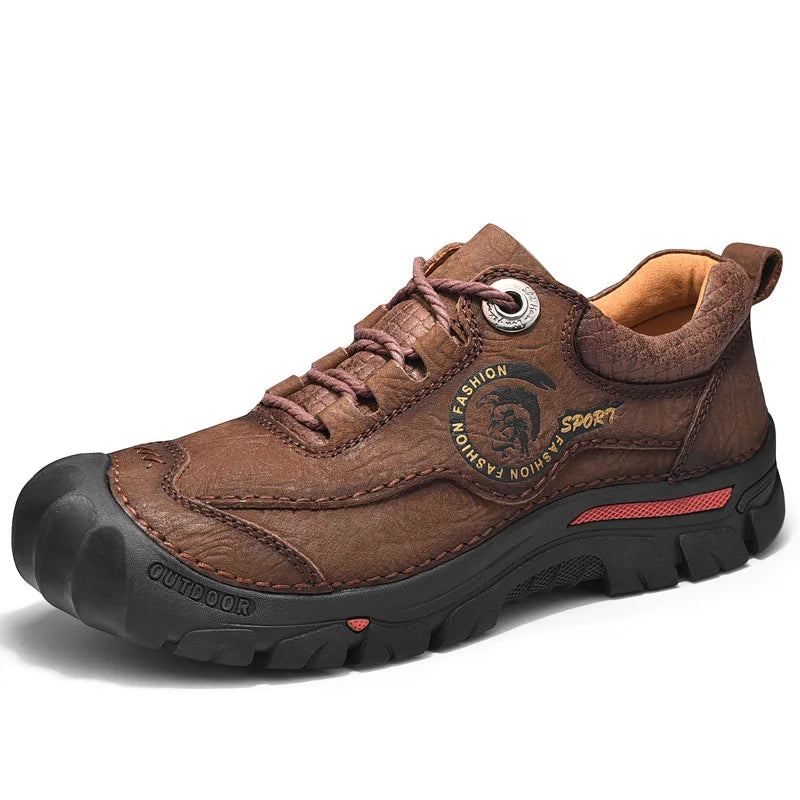 Nouveau Camping en plein air randonnée chaussures hommes en cuir véritable sport baskets homme voyage chaussures décontractées loisirs marche escalade hommes pied
