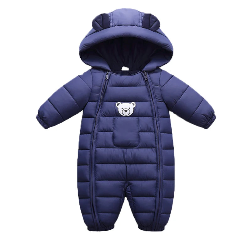 OLEKID-Barboteuse à capuche en coton pour bébé, combinaison pour nouveau-né, salopette pour tout-petits, garçons, filles, optique, oreille de dessin animé, automne, hiver, 2025