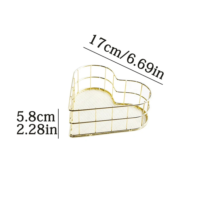 Panier de rangement en fer et métal doré de Style nordique, support multifonctionnel de bureau pour articles divers, boîte de rangement de bijoux