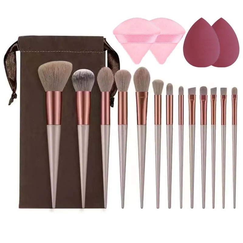 Makeup Brushes Set With 4 Sponge Puff Make-up for women Korean Cosmetics Foundation Blush Brush Complete Kit